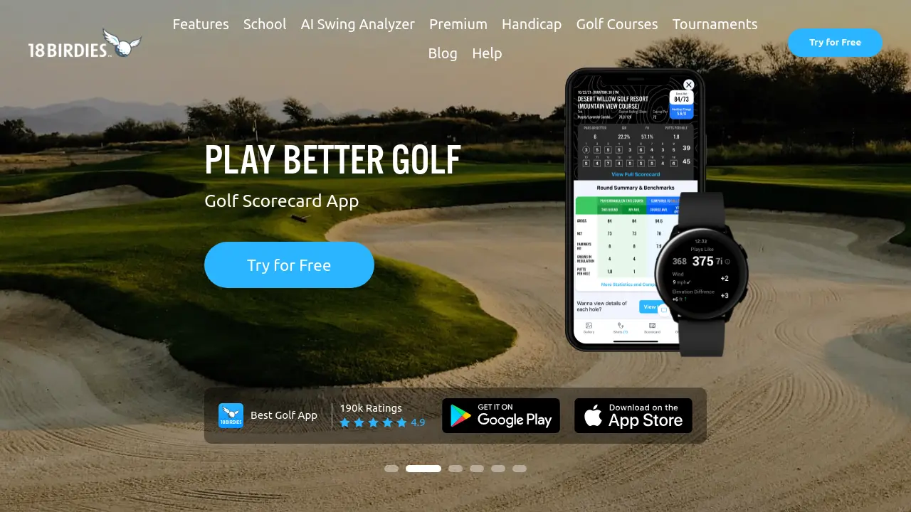 Screenshot of 18Birdies