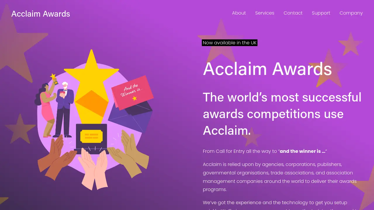 Screenshot of Acclaim Awards