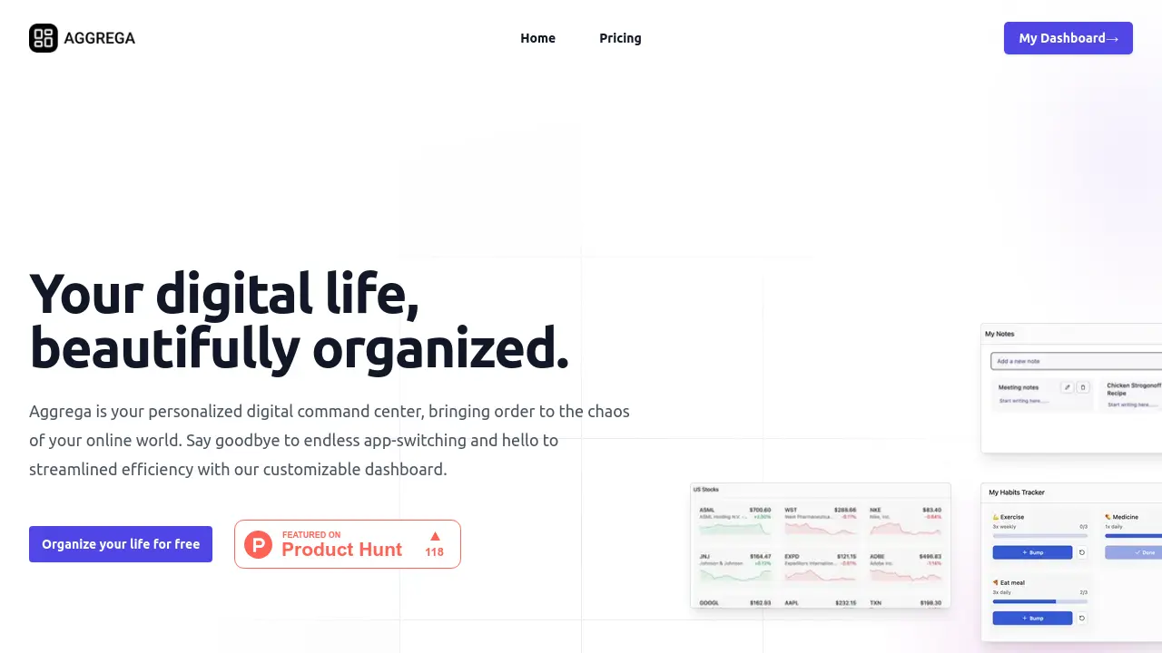 Screenshot of Aggrega