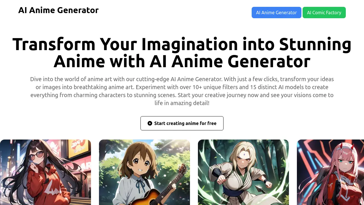 Screenshot of AI Anime Generator