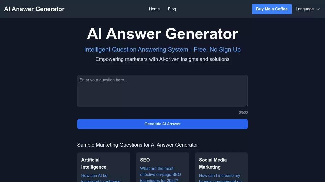 Screenshot of AI Answer Generator