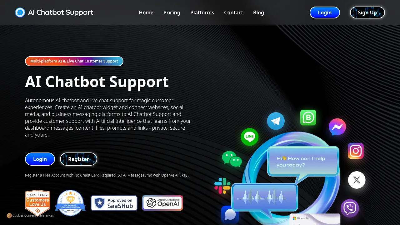 Screenshot of AI Chatbot Support