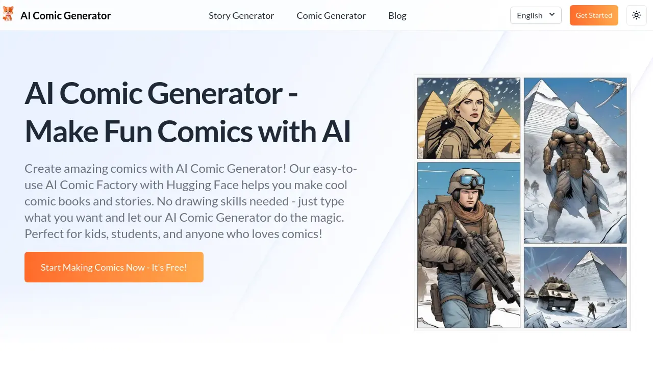 Screenshot of AI Comic Generator