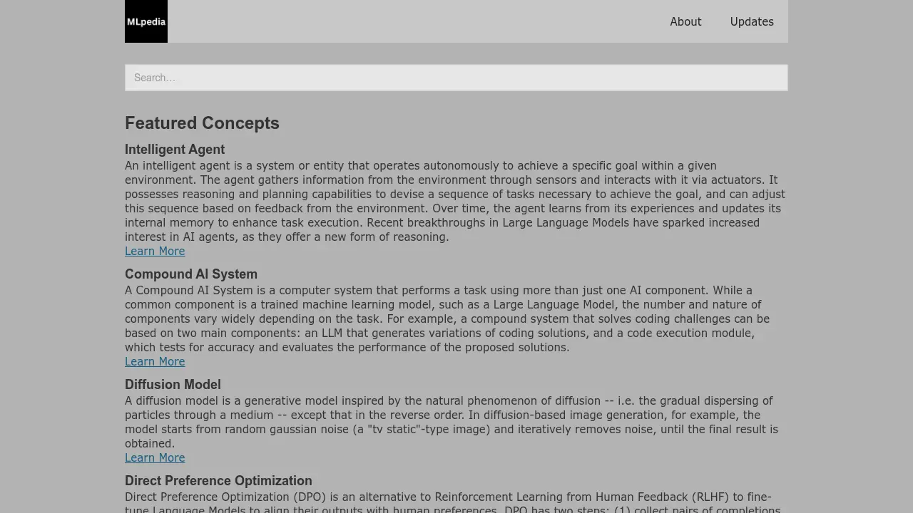 Screenshot of AI Concepts Glossary