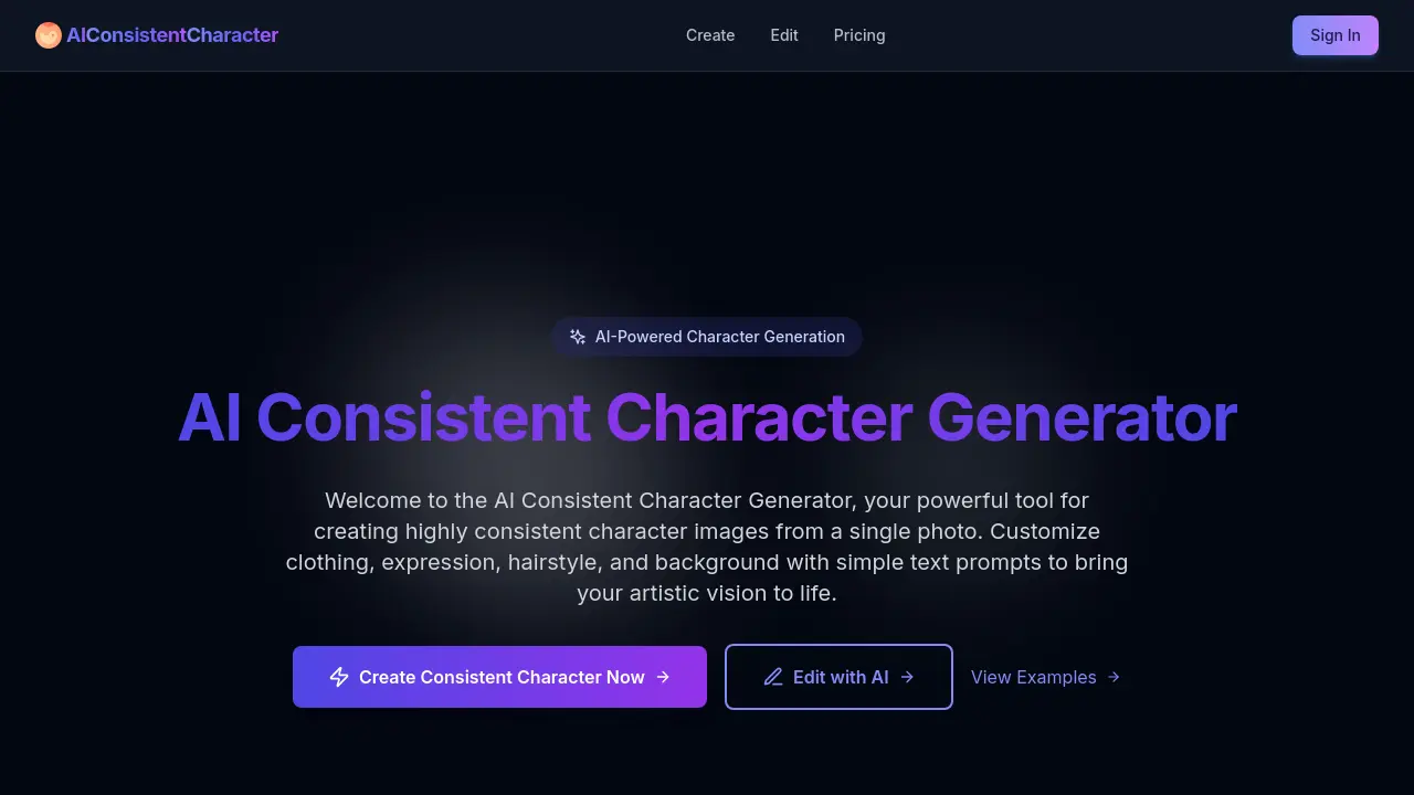 Screenshot of AI Consistent Character Generator