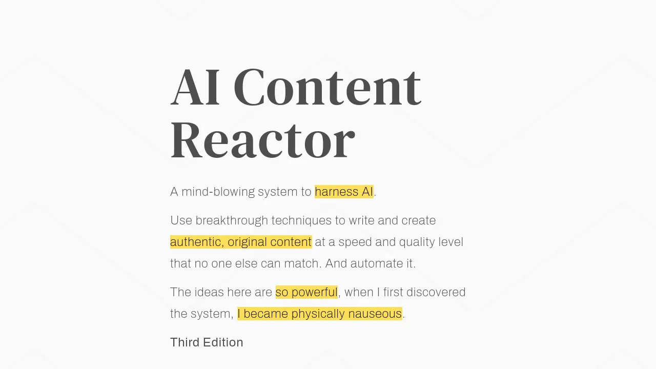 Screenshot of AI Content Reactor