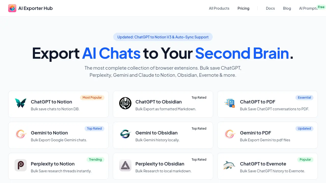 Screenshot of AI Exporter Hub