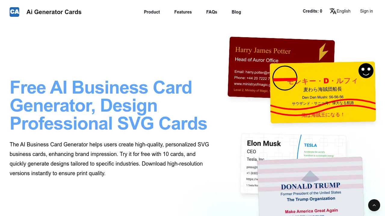 Screenshot of Ai Generator Cards