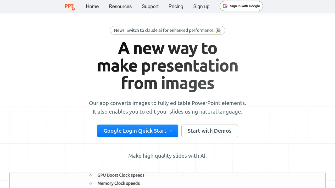 Screenshot of AI Image to Presentation Converter