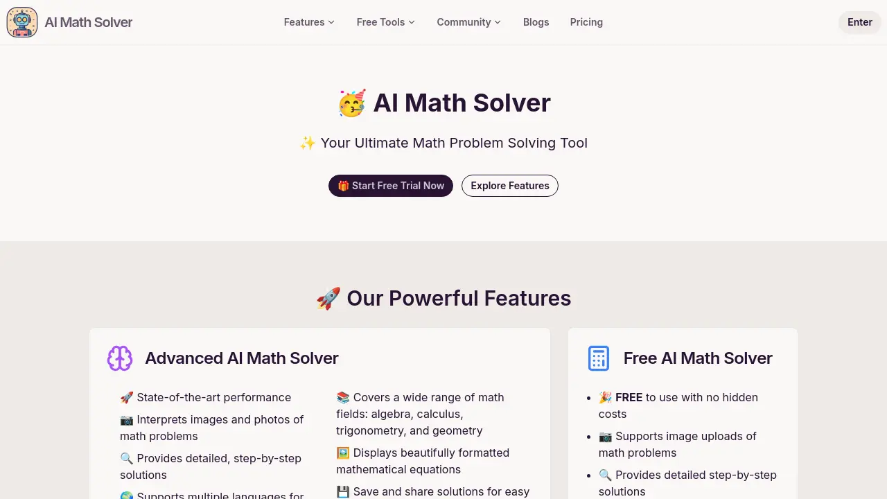 Screenshot of AI Math Solver