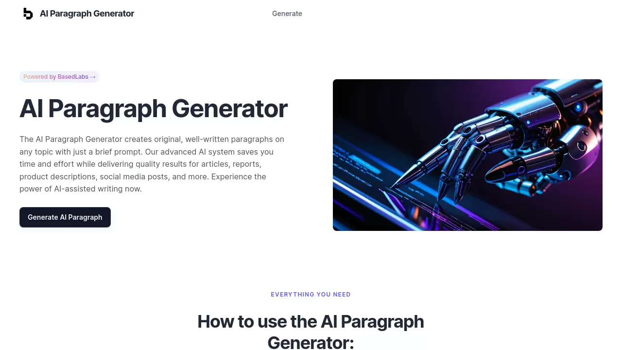 Screenshot of AI Paragraph Generator