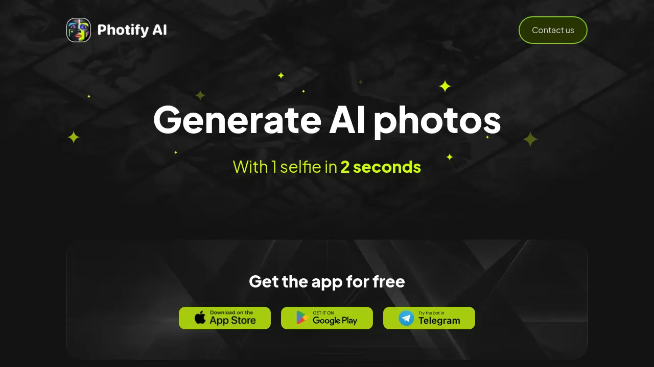 Screenshot of AI Photo Generator by Ex-Human