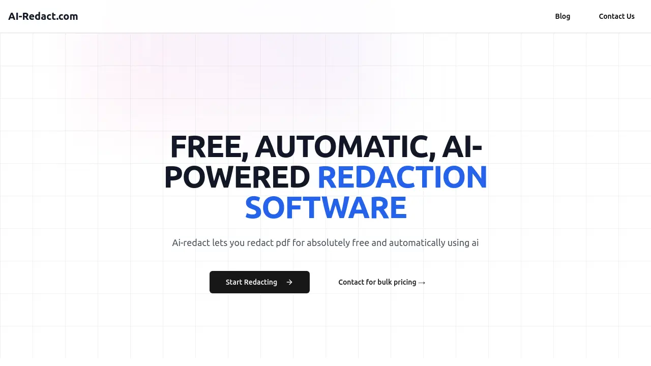 Screenshot of AI-Redact.com