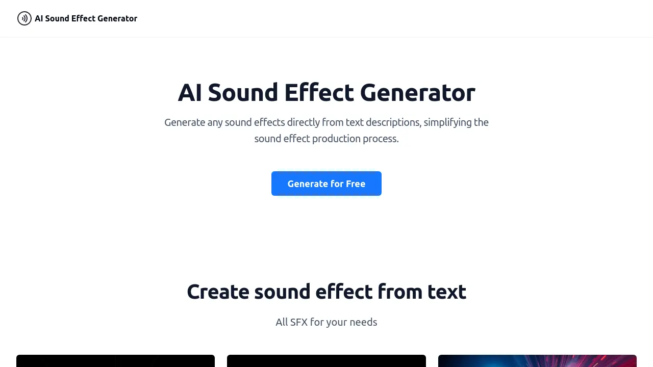 Screenshot of AI Sound Effect Generator