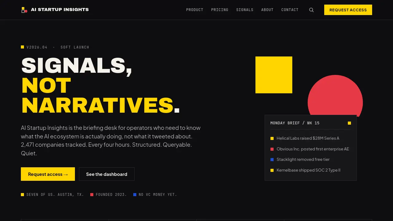 Screenshot of AI Startup Insights