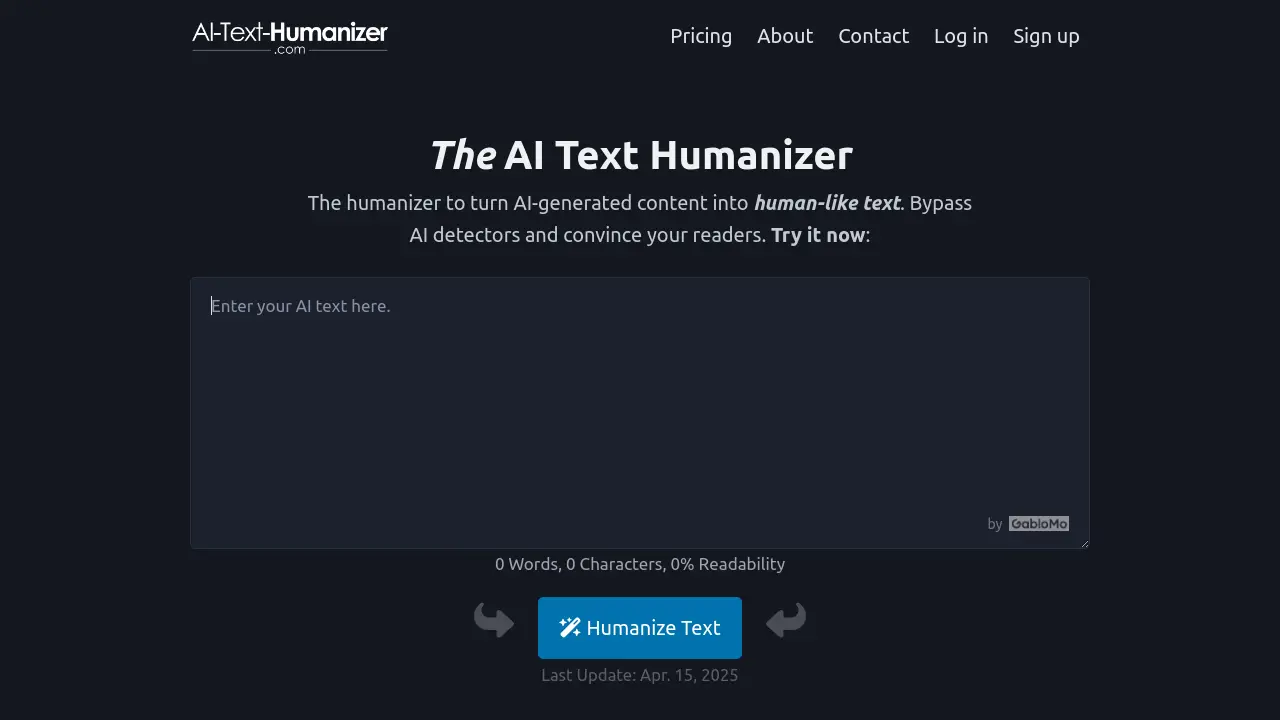 Screenshot of AI Text Humanizer