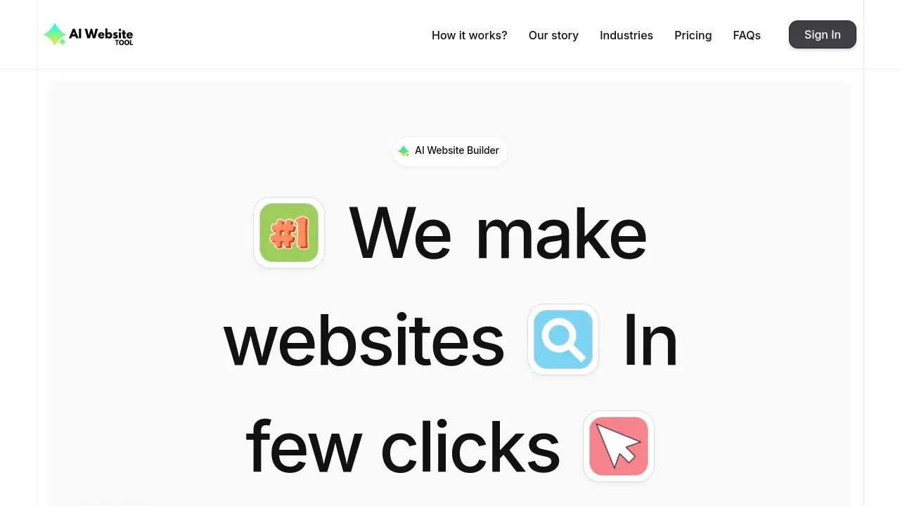 Screenshot of AI Website Tool