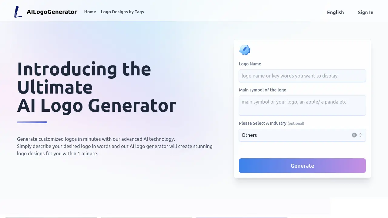 Screenshot of AILogoGenerator