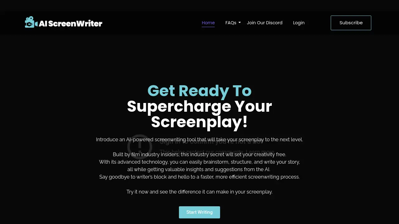 Screenshot of AIScreenwriter