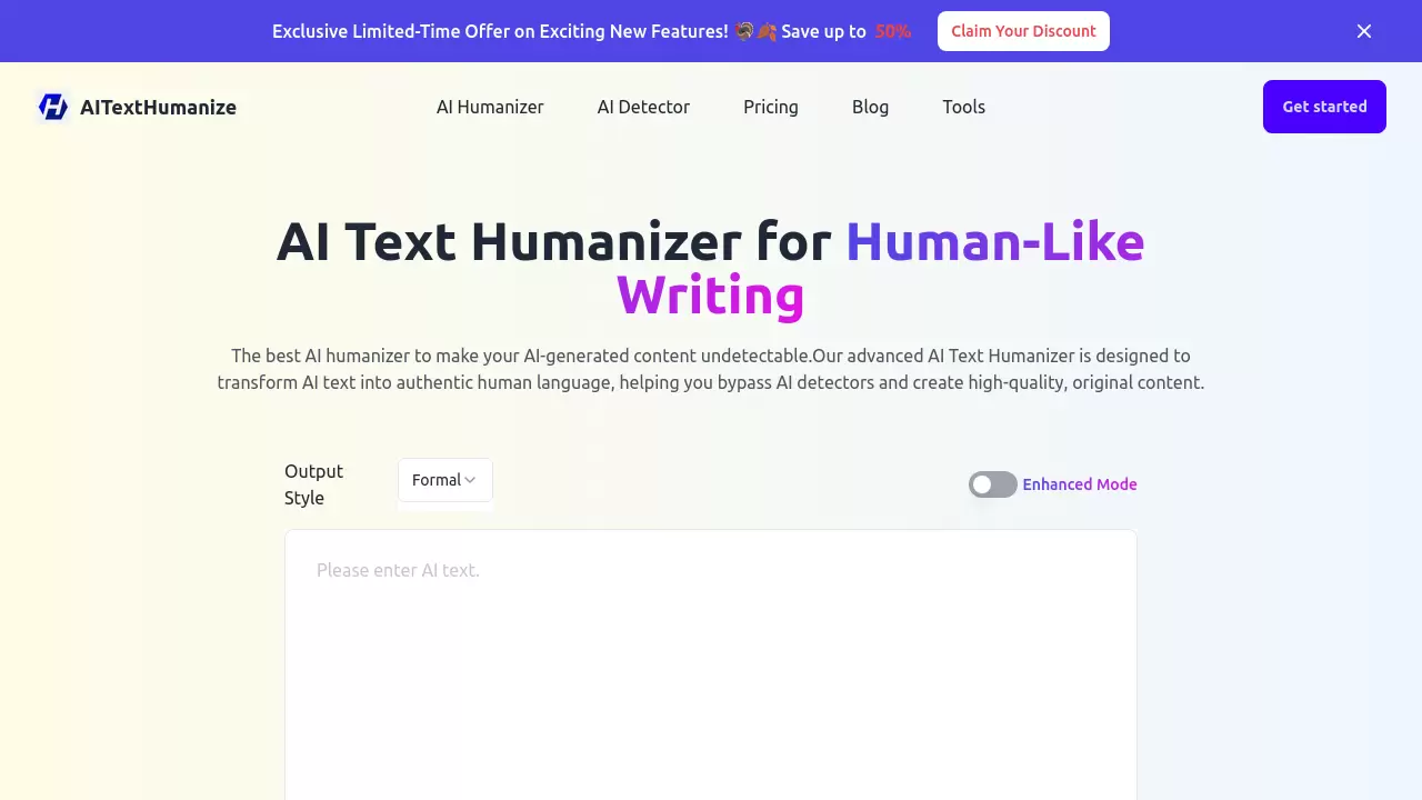 Screenshot of AITextHumanize