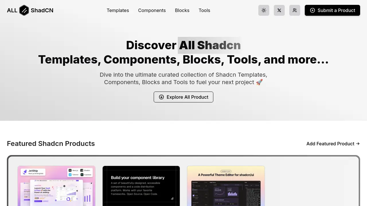 Screenshot of All Shadcn