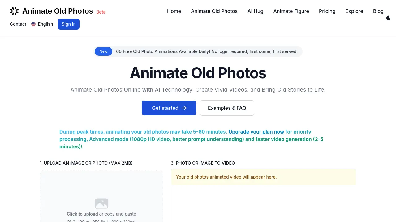 Screenshot of Animate Old Photos