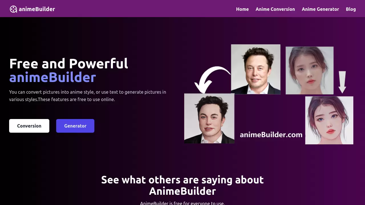 Screenshot of animeBuilder