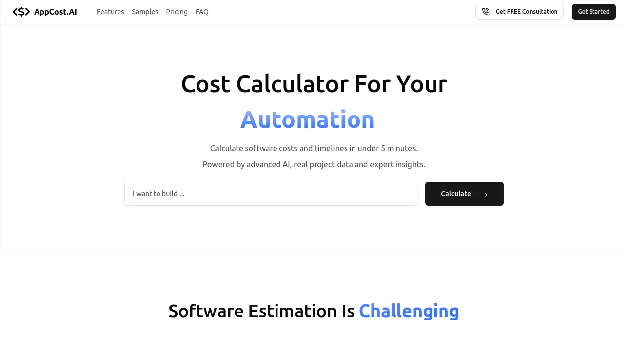 Screenshot of AppCost.AI