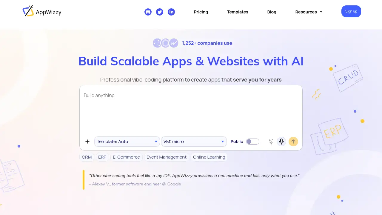 Screenshot of AppWizzy