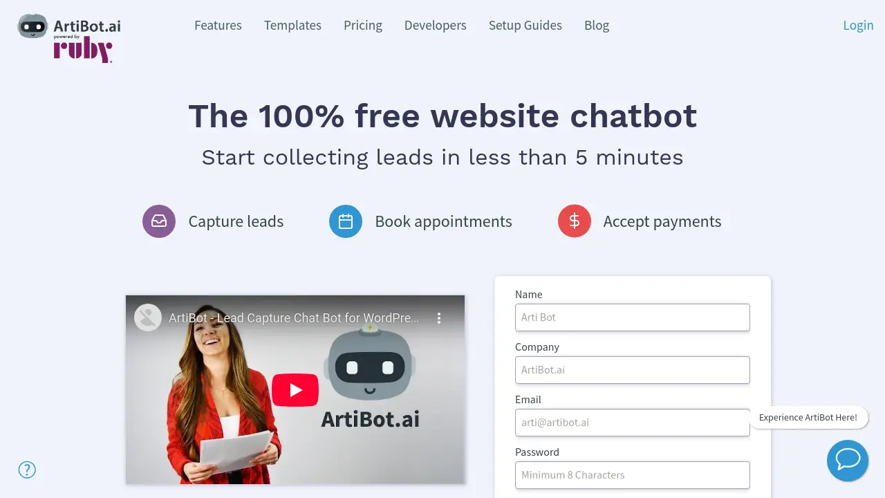Screenshot of ArtiBot.ai