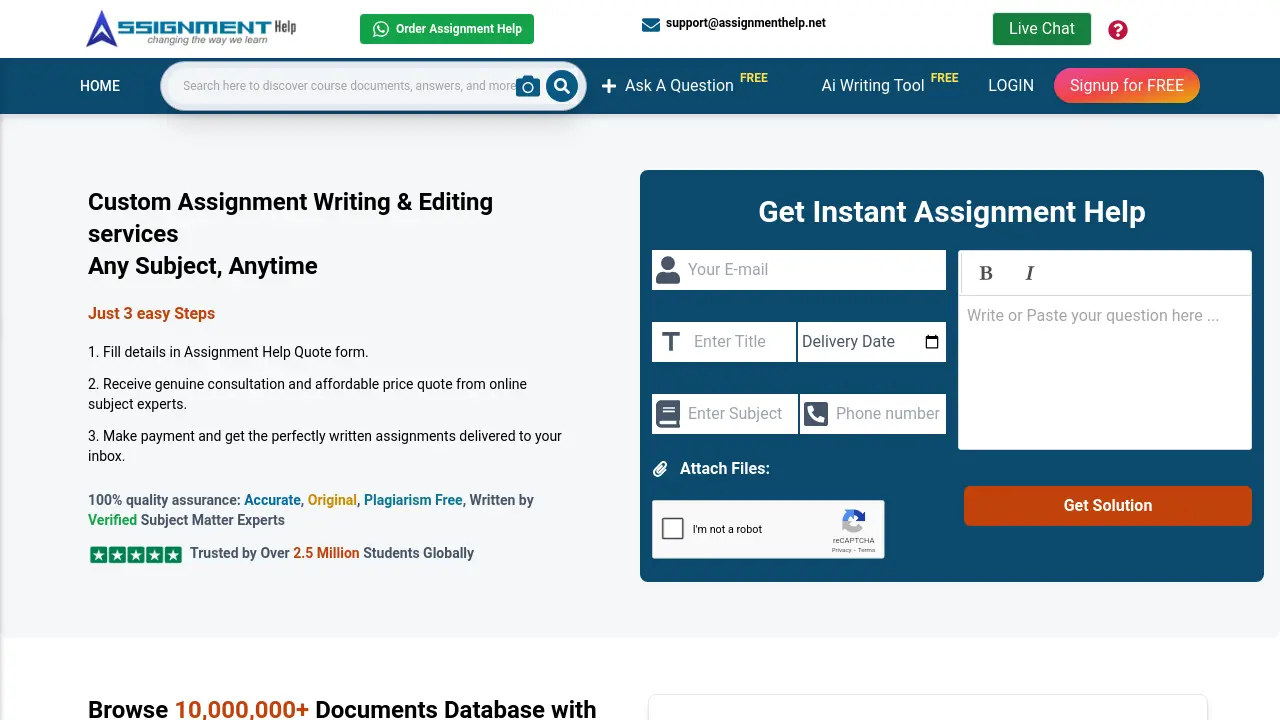 Screenshot of AssignmentHelp.net