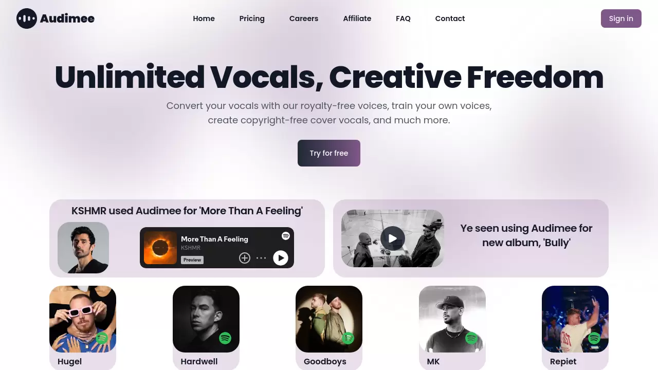 Screenshot of Audimee
