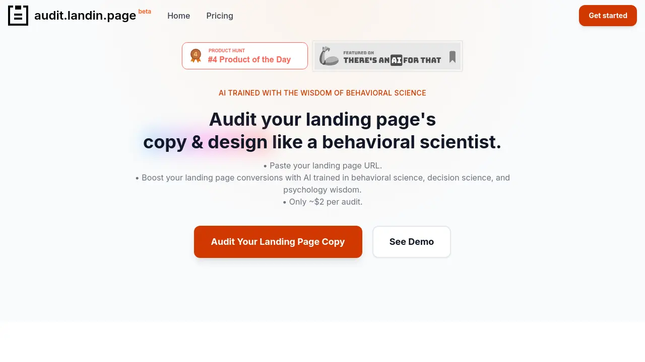 Screenshot of Audit.Landin.Page