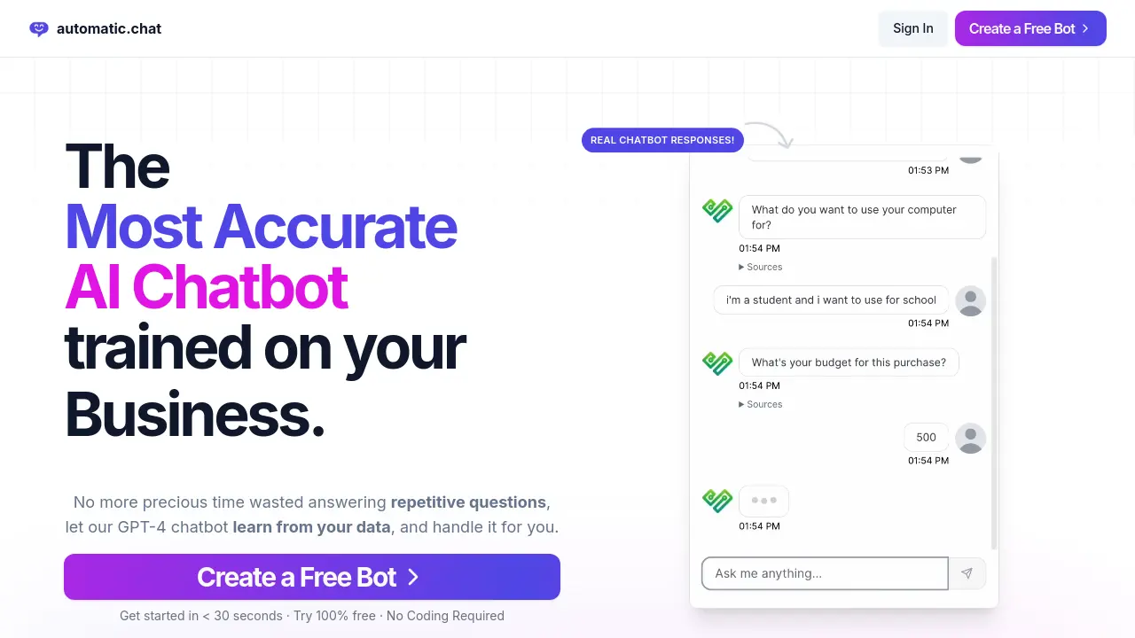 Screenshot of automatic.chat
