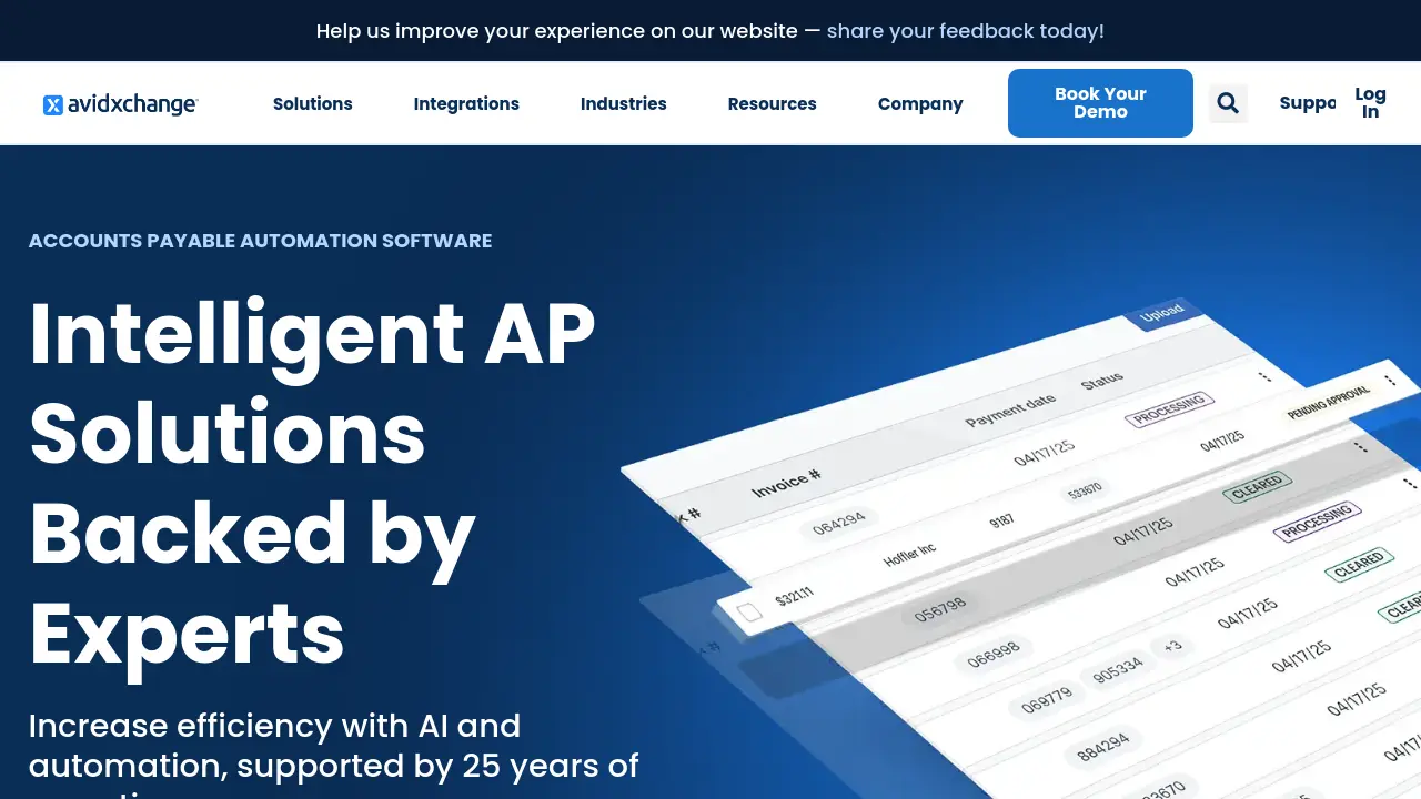 Screenshot of AvidXchange