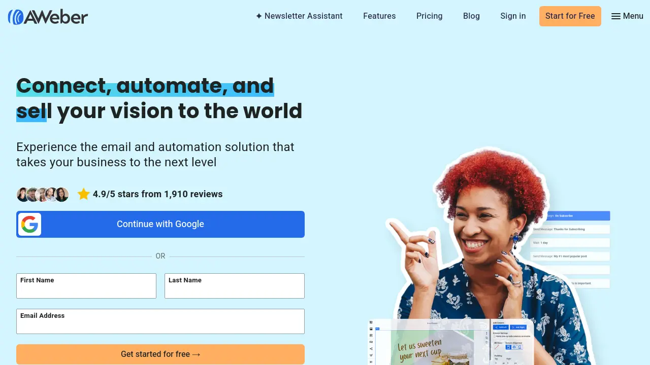 Screenshot of AWeber