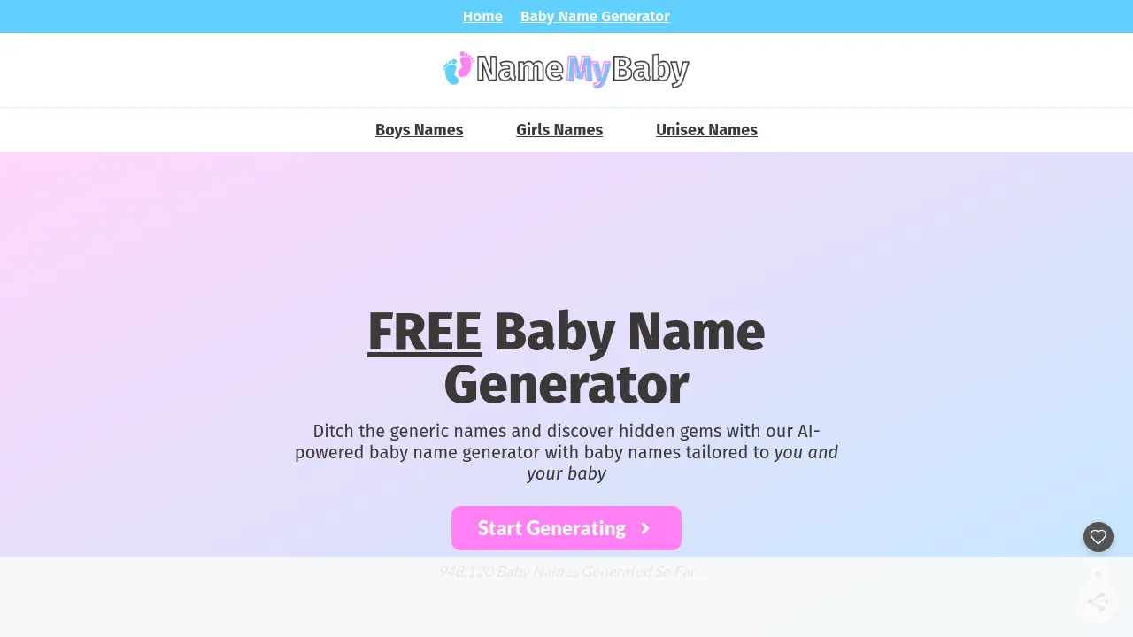 Screenshot of Baby Name Generator