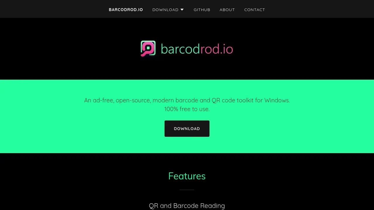 Screenshot of barcodrod.io