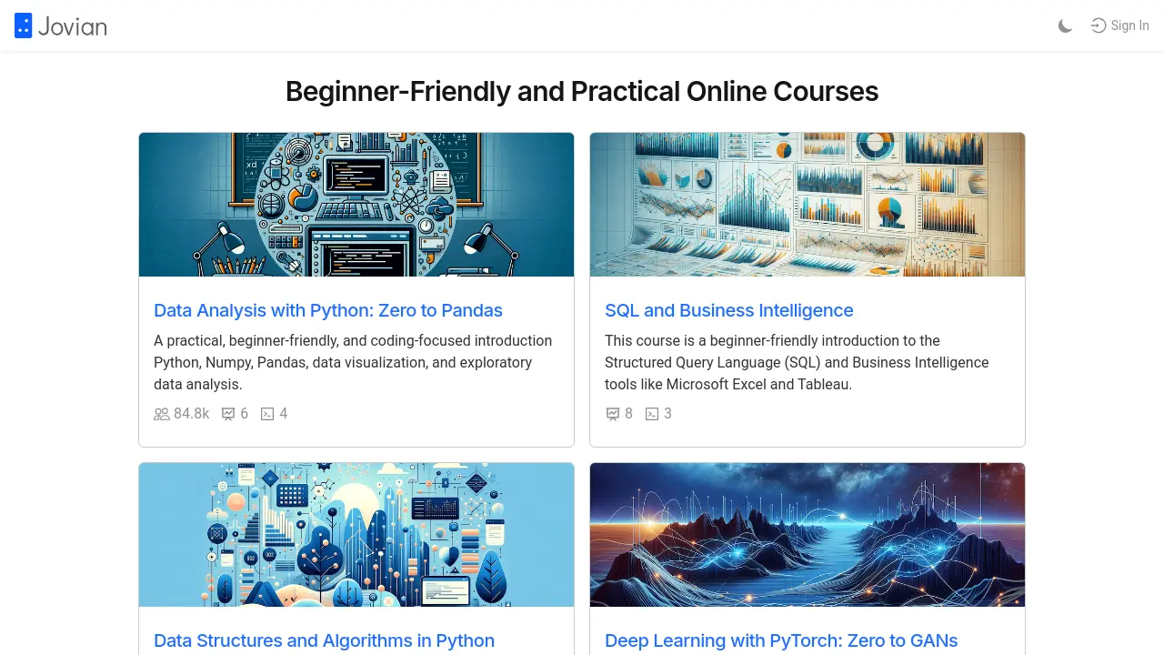 Screenshot of Beginner-Friendly and Practical Online Courses Platform