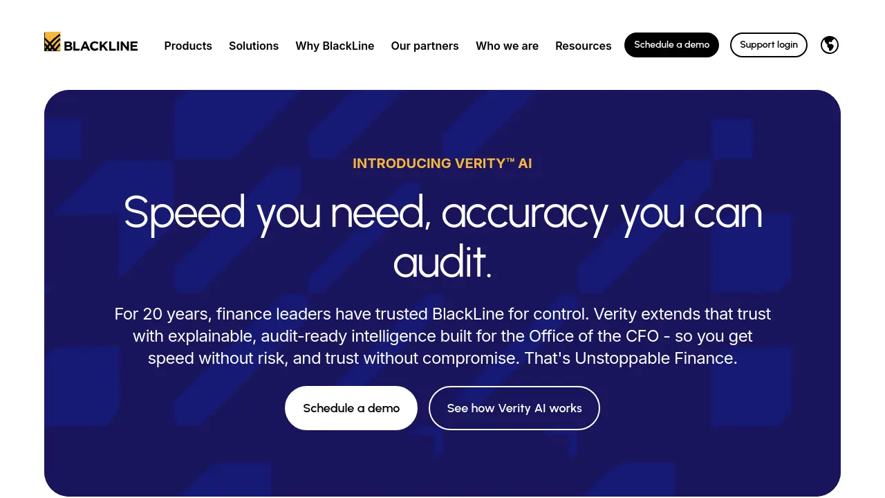 Screenshot of BlackLine Verity AI