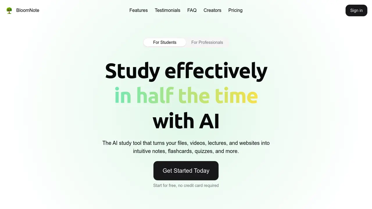 Screenshot of BloomNote