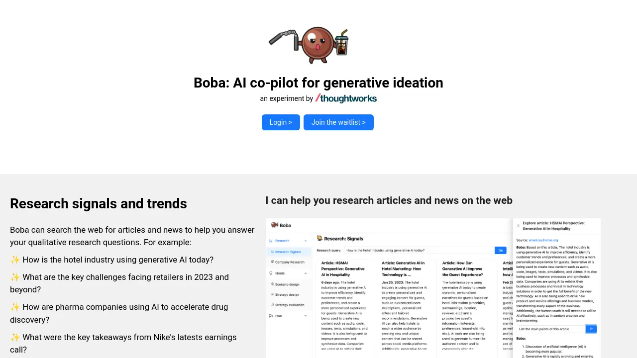 Screenshot of Boba