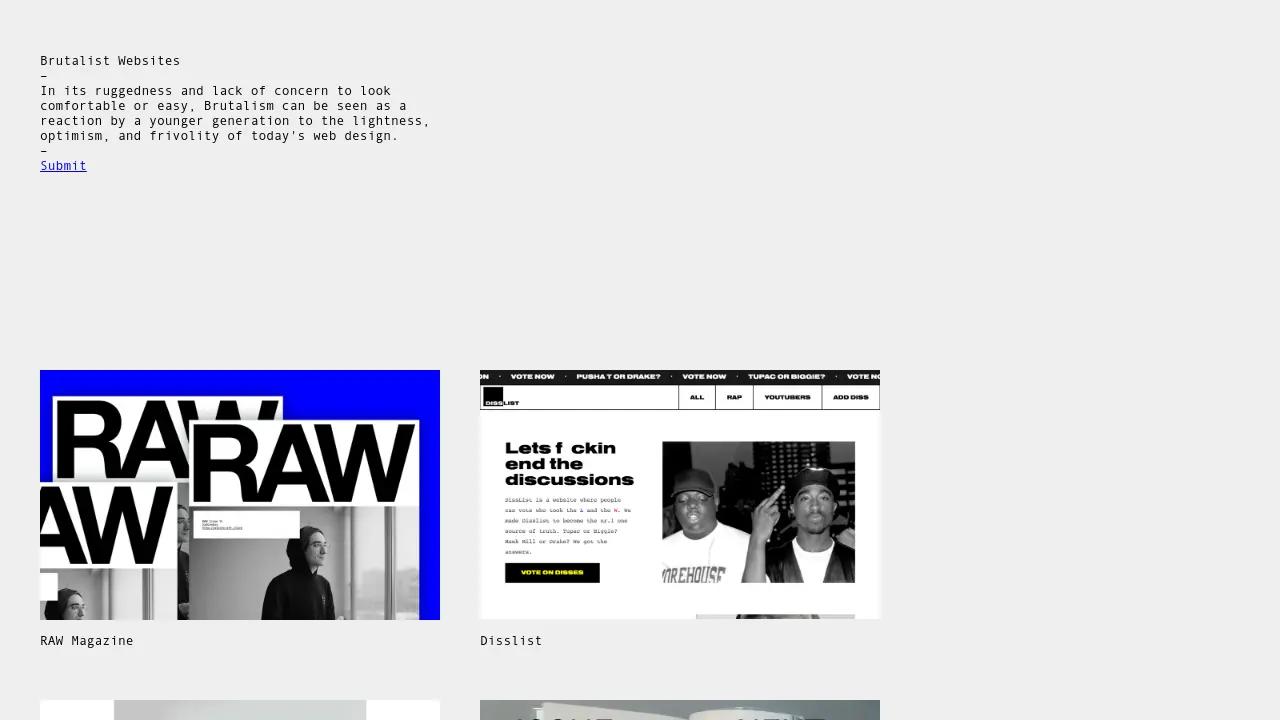 Screenshot of Brutalist Websites