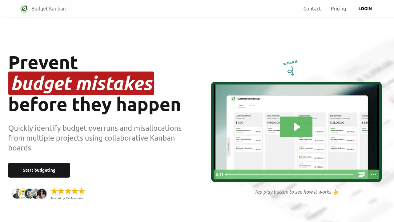Screenshot of Budget Kanban