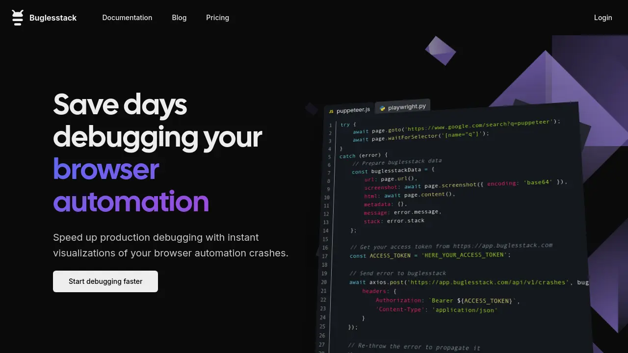 Screenshot of Buglesstack