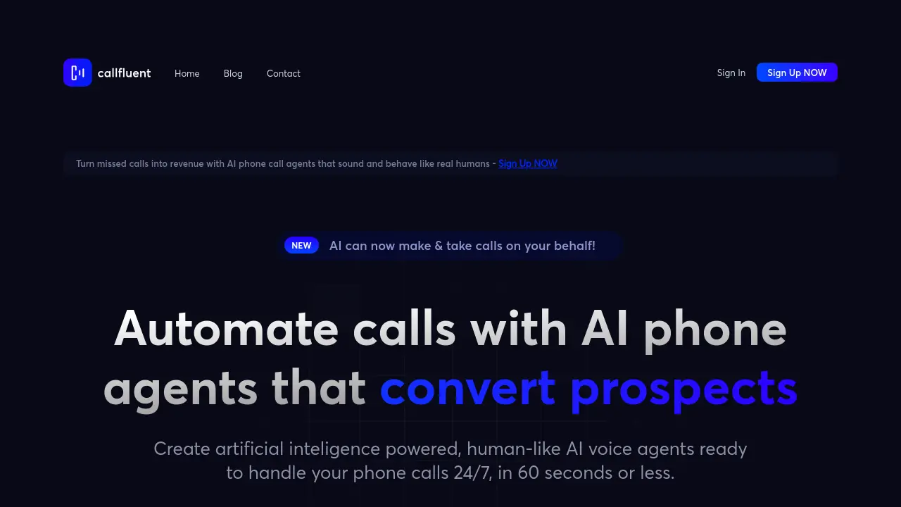 Screenshot of Callfluent AI