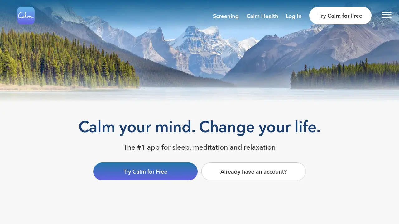 Screenshot of calm.com