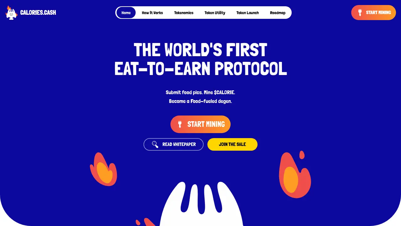 Screenshot of CALORIES.CASH