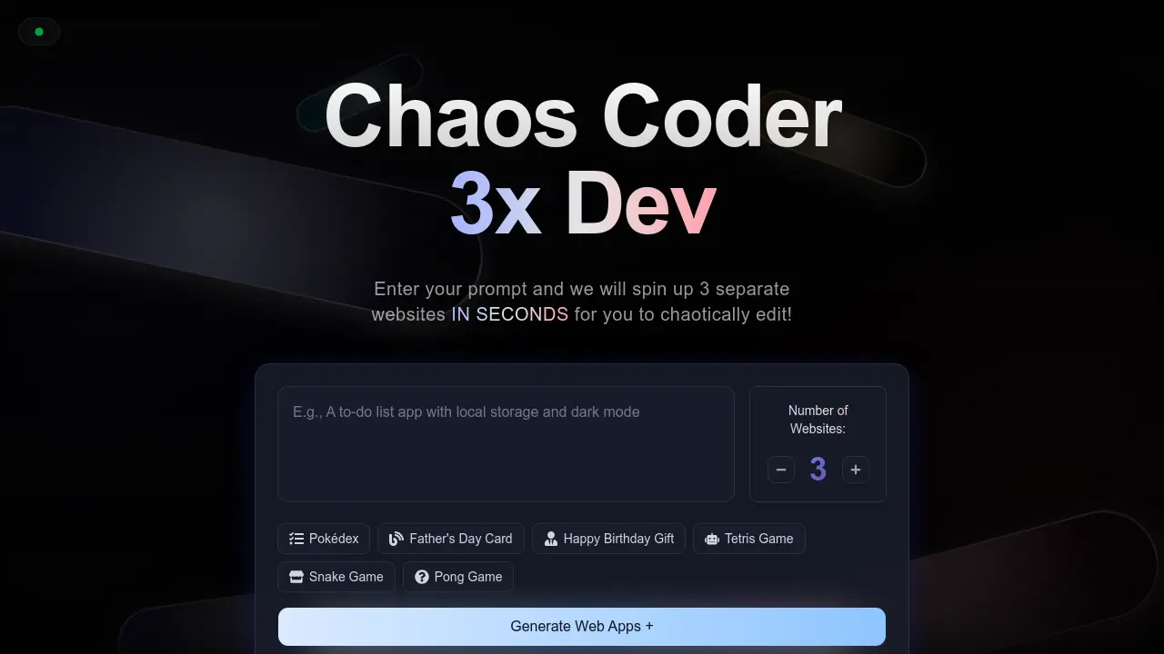 Screenshot of Chaos Coder3x Dev