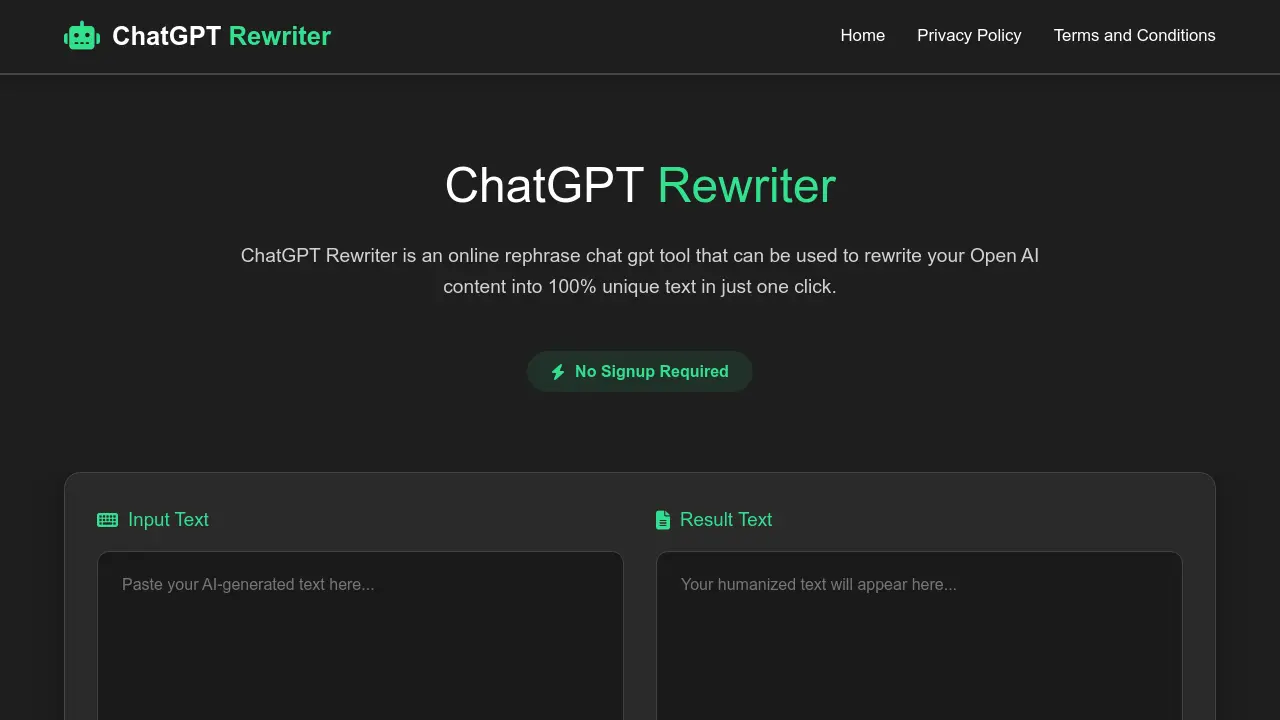 Screenshot of ChatGPT Rewriter